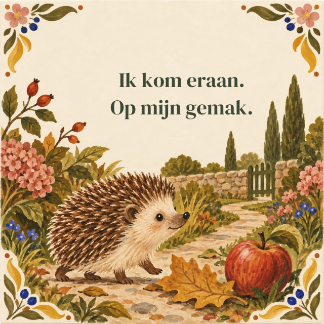 Ik kom eraan. Op mijn gemak.