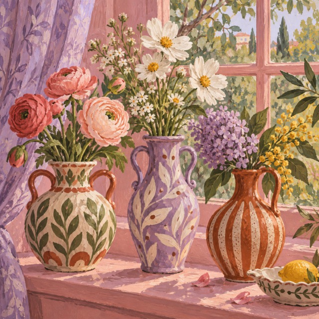 Bloemen voor het raam