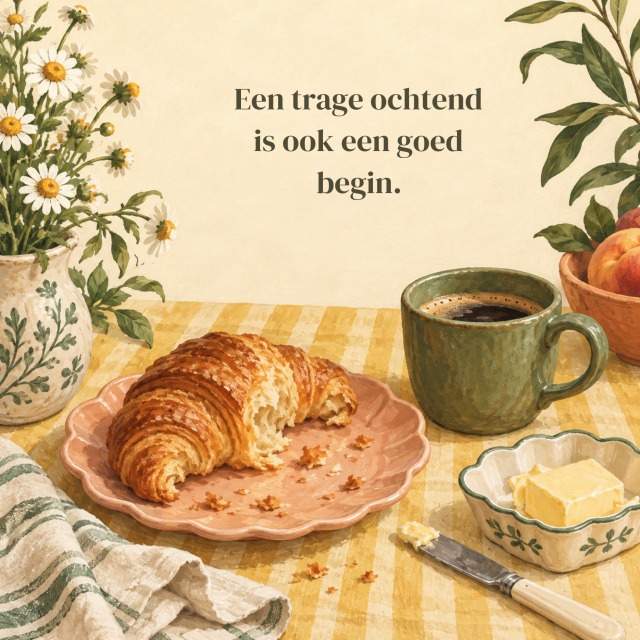 Een trage ochtend is ook een goed begin.