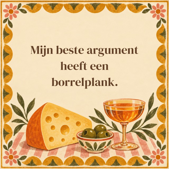 Mijn beste argument heeft een borrelplank.