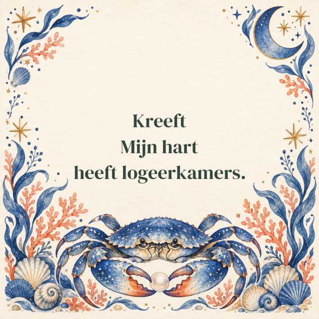 Kreeft Mijn hart heeft logeerkamers.