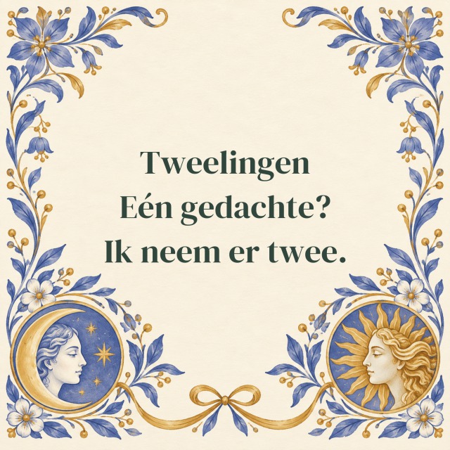Tweelingen Eén gedachte? Ik neem er twee.